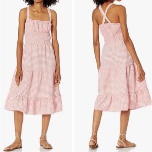 BCBGeneration Midi Gingham Smoked Dress Small NWT